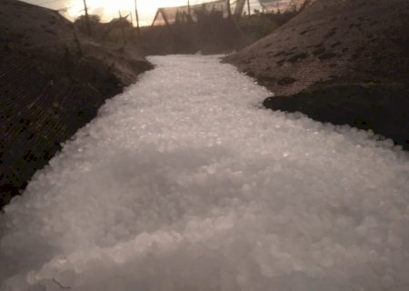 Tempestade de granizo causa destruição, no Assentamento Itamarati, em Ponta Porã