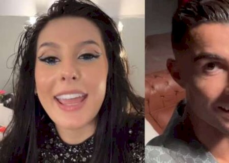 Cristiano Ronaldo mima Ana Castela com camiseta e chuteiras